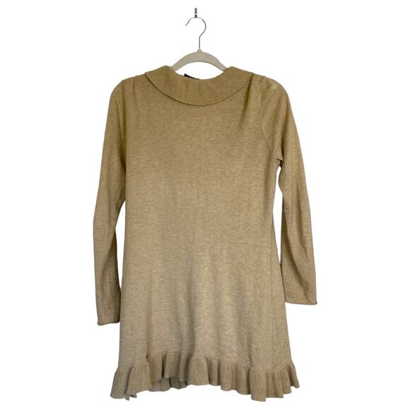 MAGASCHONI Cashmere Blend Ruffle Cardigan Tan Shabby Chic Size Small READ - Picture 2 of 6